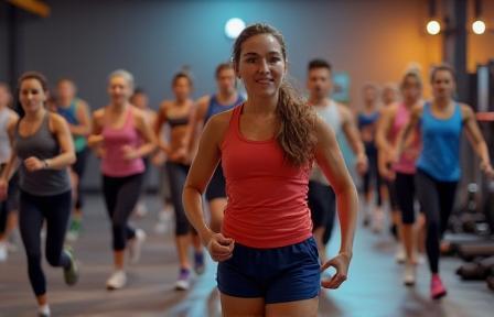 Group fitness class in session