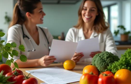 Nutrition plan with healthy food and consultation